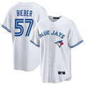 Tlead T.Blue Jays #57 Shane Bieber Player White Game Stitched Jerseys