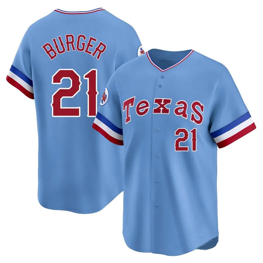 Tlead T.Rangers #21 Jake Burger Player Light Blue Cooperstown Collection Limited Stitched Jerseys