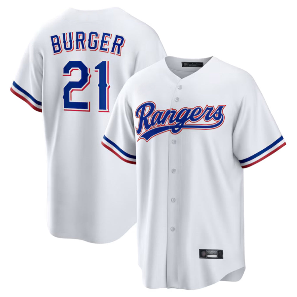 Tlead T.Rangers #21 Jake Burger Player White Home Limited Stitched Jerseys