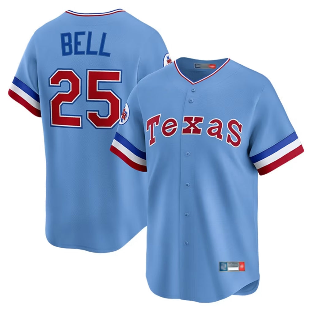 Tlead T.Rangers #25 Buddy Bell Player Blue Home City Connect Limited Stitched Jerseys