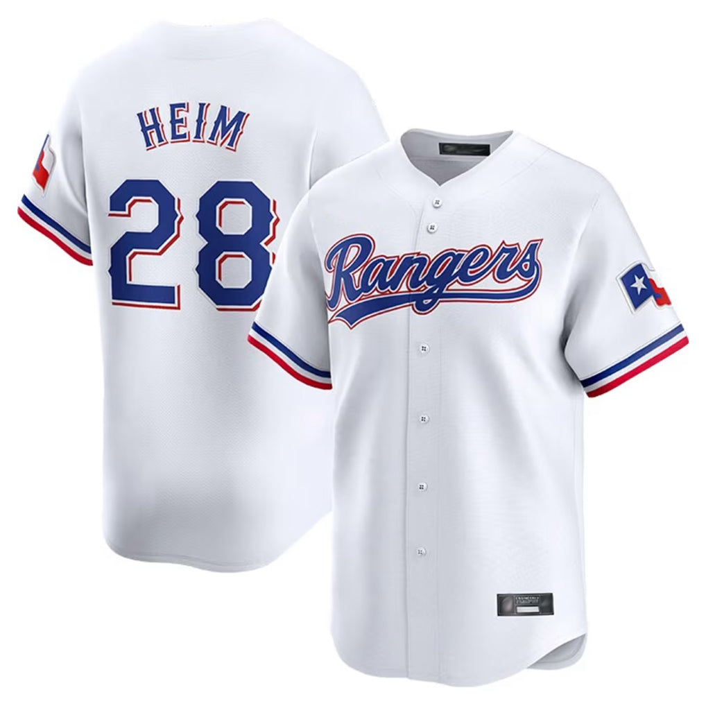 Tlead T.Rangers #28 Jonah Heim Player White Home Limited Stitched Jerseys