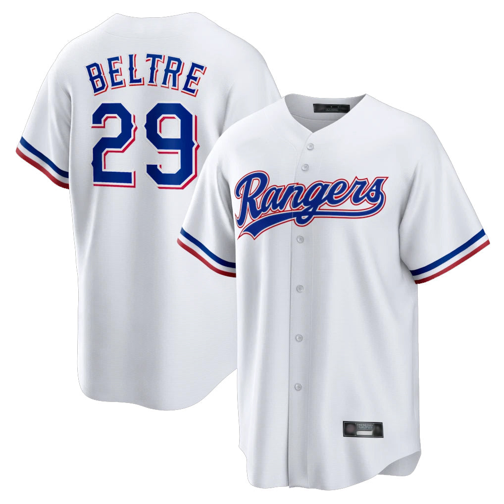 Tlead T.Rangers #29 Adrian Beltre Player White Home Game Stitched Jerseys