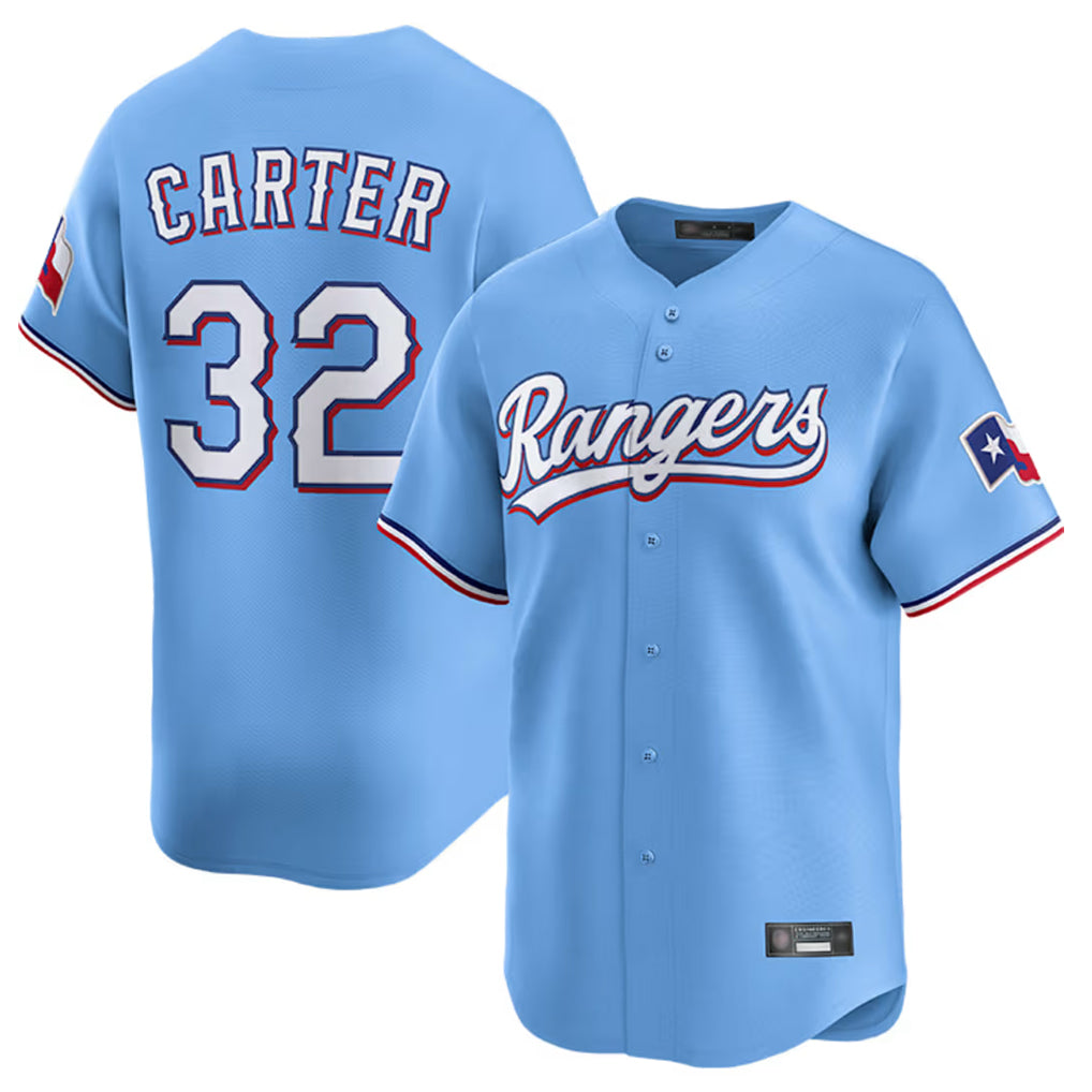 Tlead T.Rangers #32 Evan Carter Player Light Blue Home Limited Stitched Jerseys