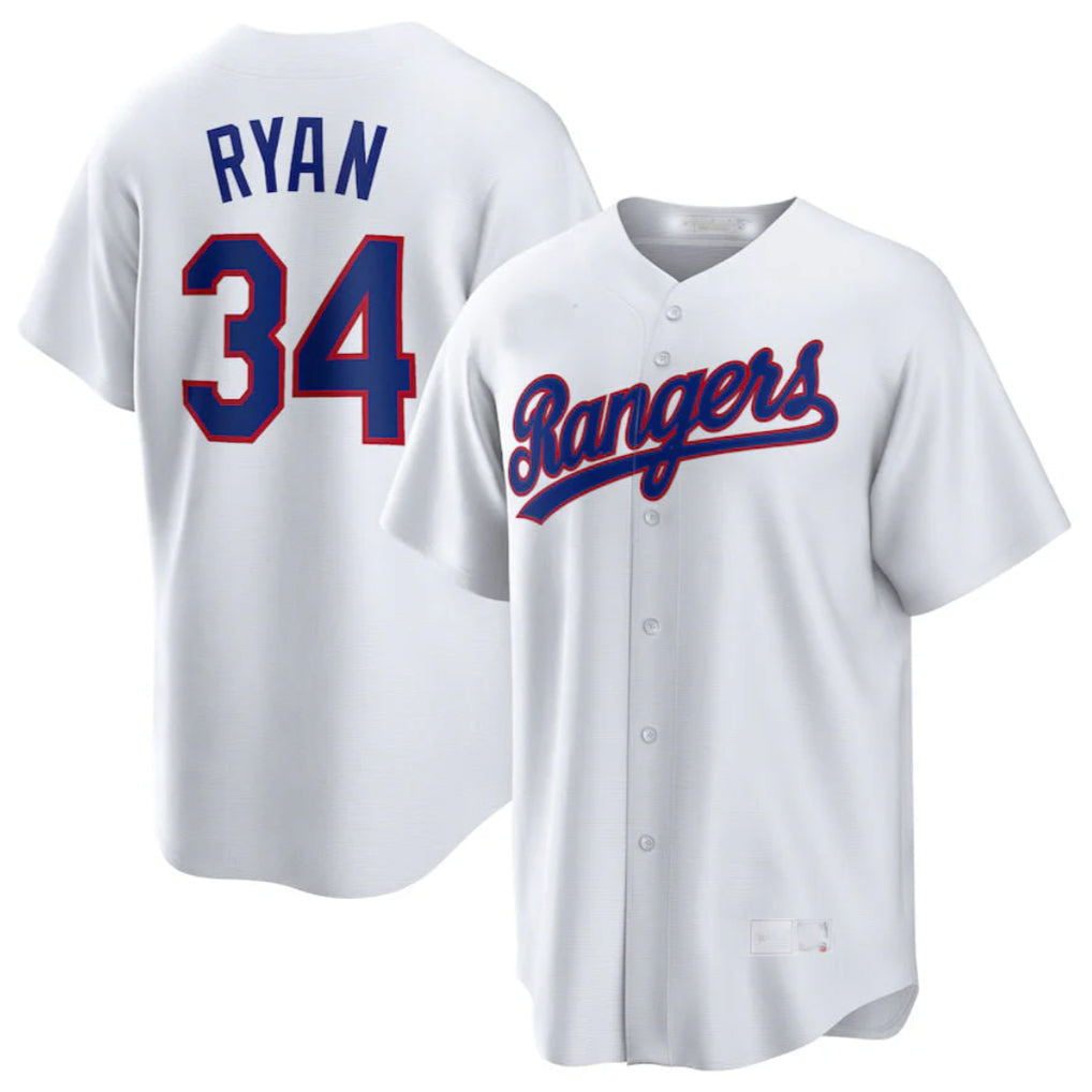 Tlead T.Rangers #34 Nolan Ryan Player White Home Game Stitched Jerseys