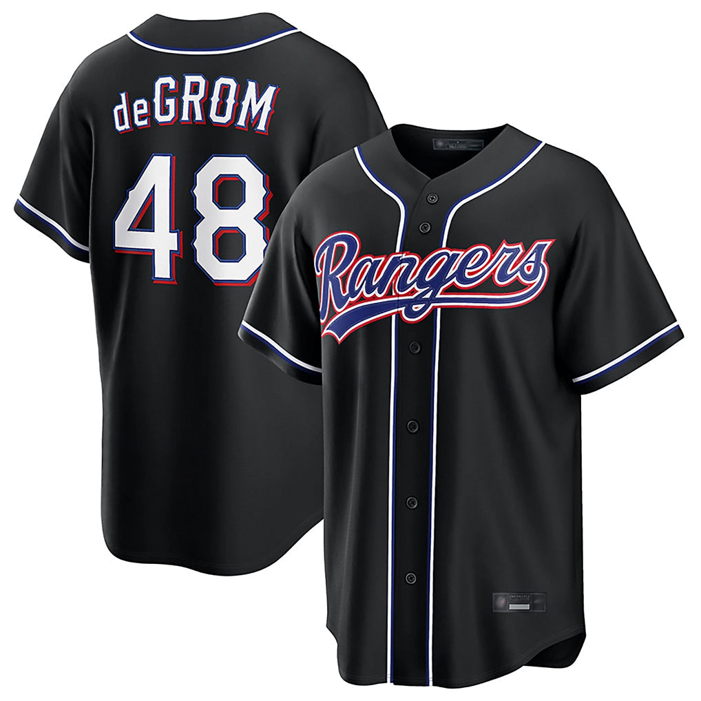 Tlead T.Rangers #48 Jacob deGrom Player Black 2026 Out Fashion Replica Stitched Jerseys