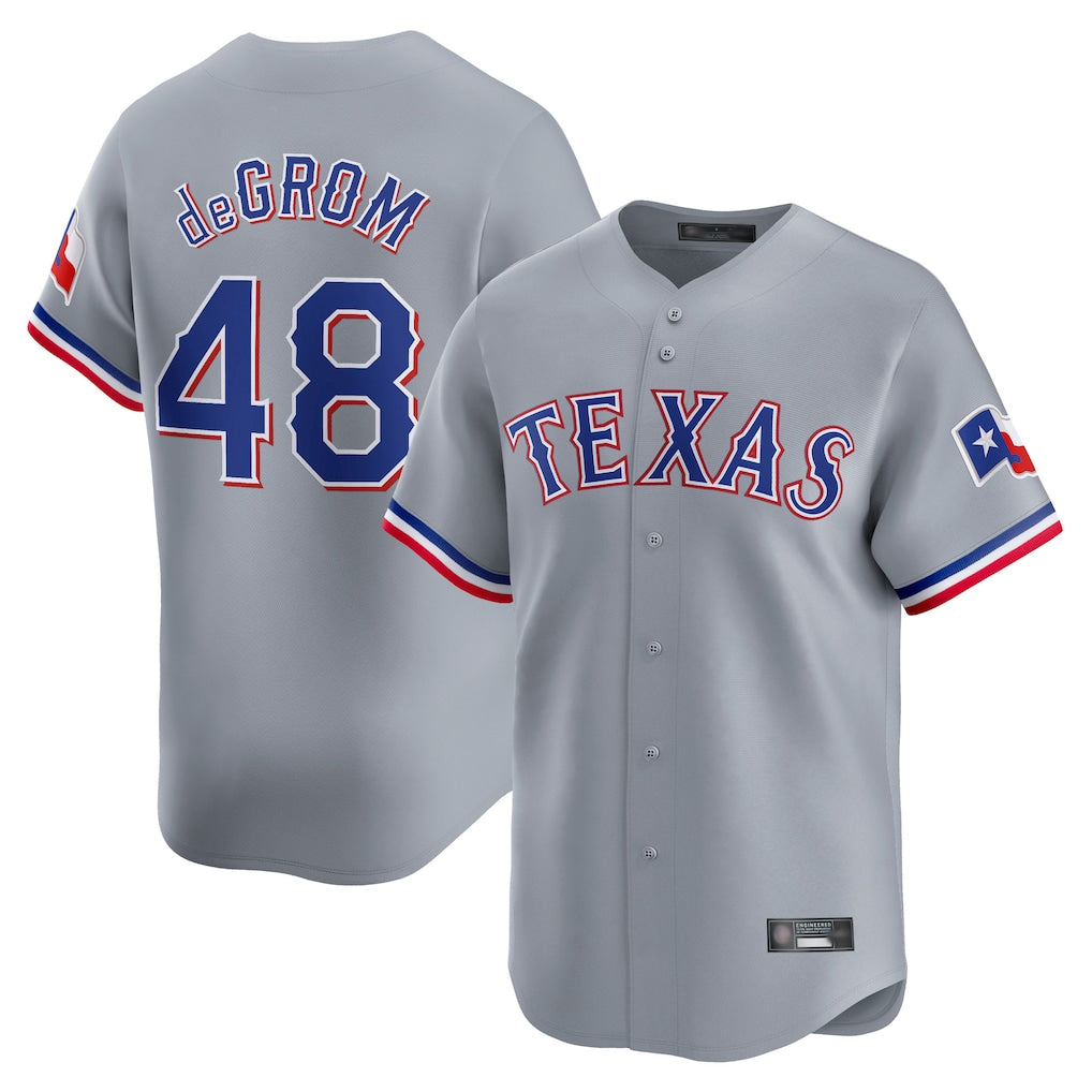 Tlead T.Rangers #48 Jacob deGrom Player Gray Home Limited Stitched Jerseys