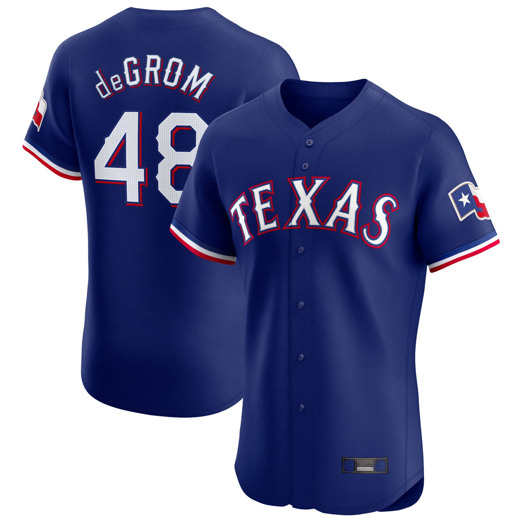 Tlead T.Rangers #48 Jacob deGrom Player Royal Elite Home Limited Stitched Jerseys