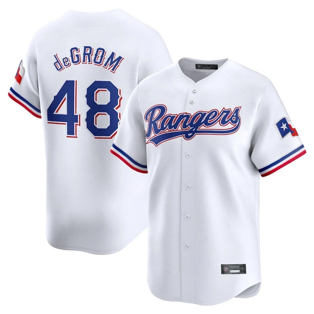 Tlead T.Rangers #48 Jacob deGrom Player White Home Limited Stitched Jerseys