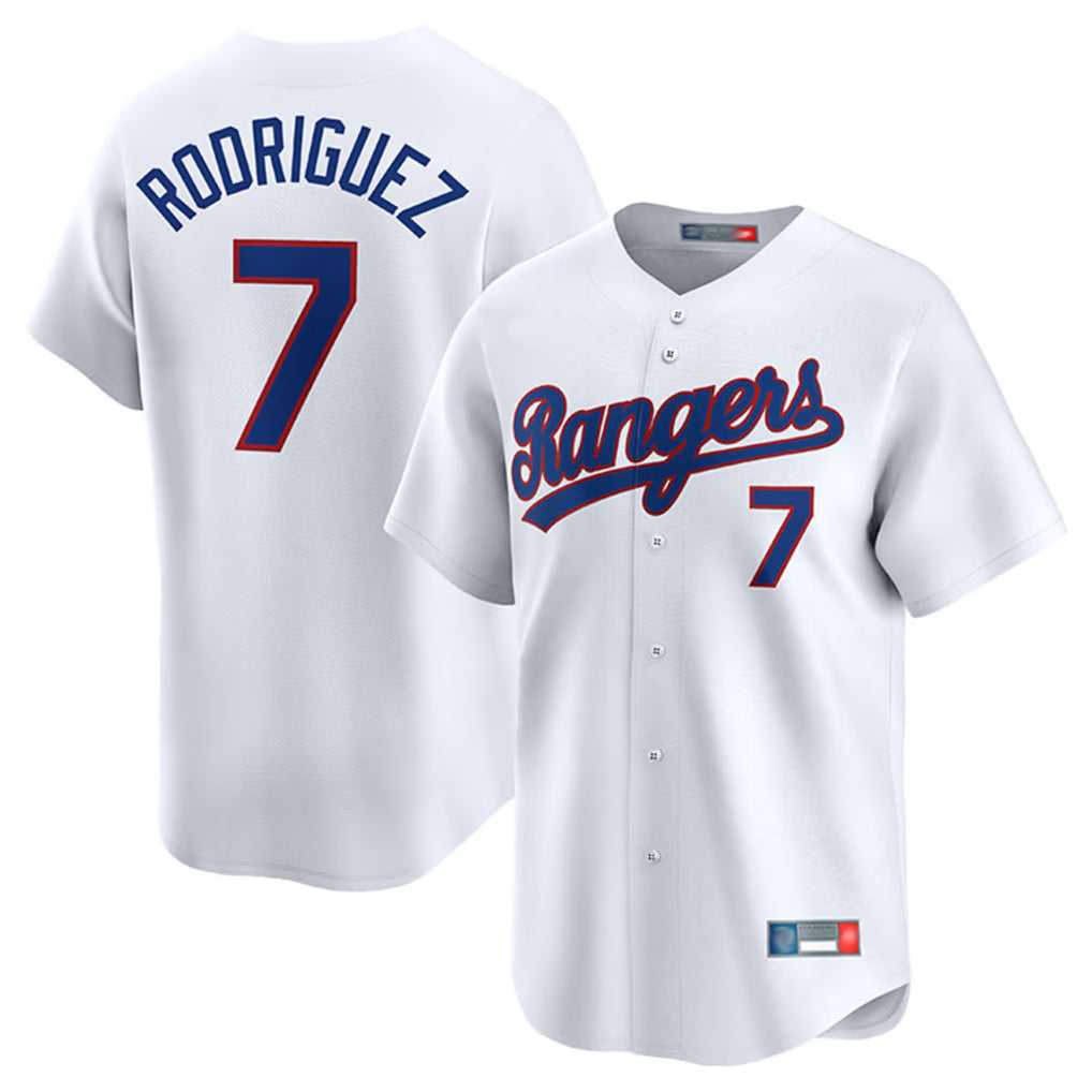 Tlead T.Rangers #7 Ivan Rodriguez Player White Home Limited Stitched Jerseys