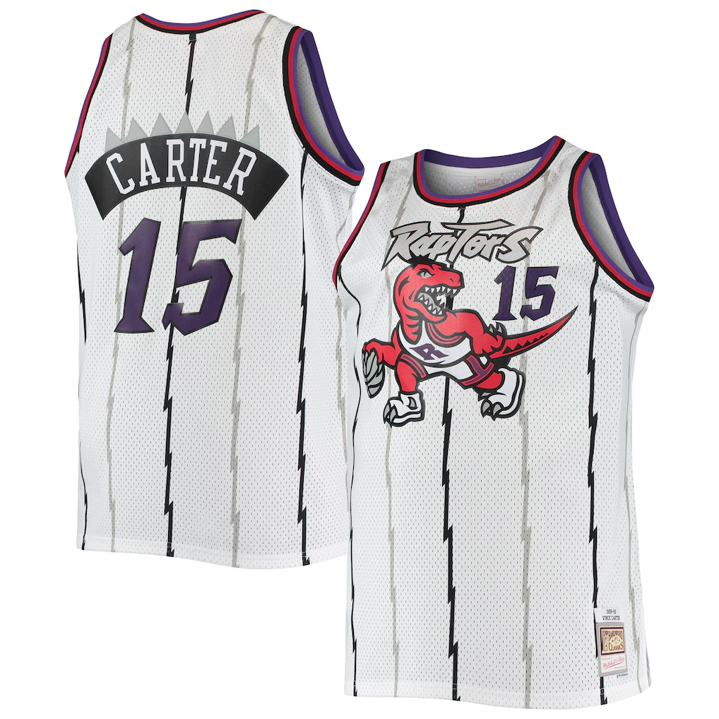 Tlead T.Raptors #15 Vince Carter Mitchell & Ness White 1998-99 Big & Tall Hardwood Classics Swingman Jerseys