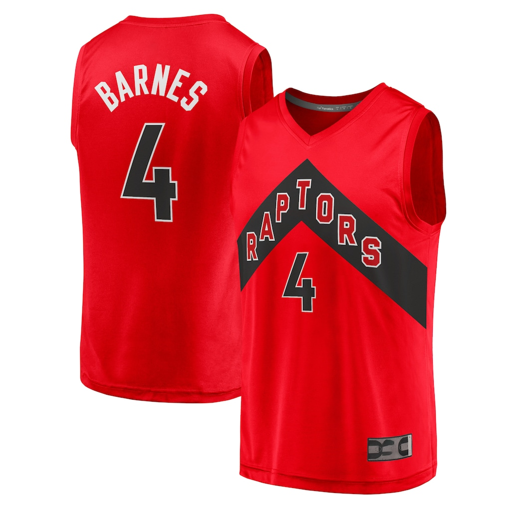 Tlead T.Raptors #4 Scottie Barnes Red Fast Break Replica Jerseys - Icon Edition
