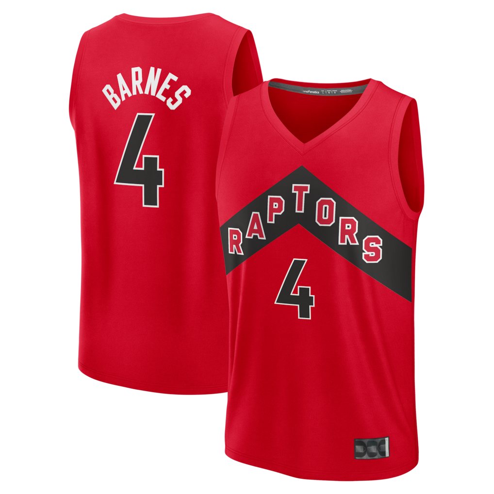 Tlead T.Raptors #4 Scottie Barnes Red Fast Break Replica Jerseys - Icon Edition