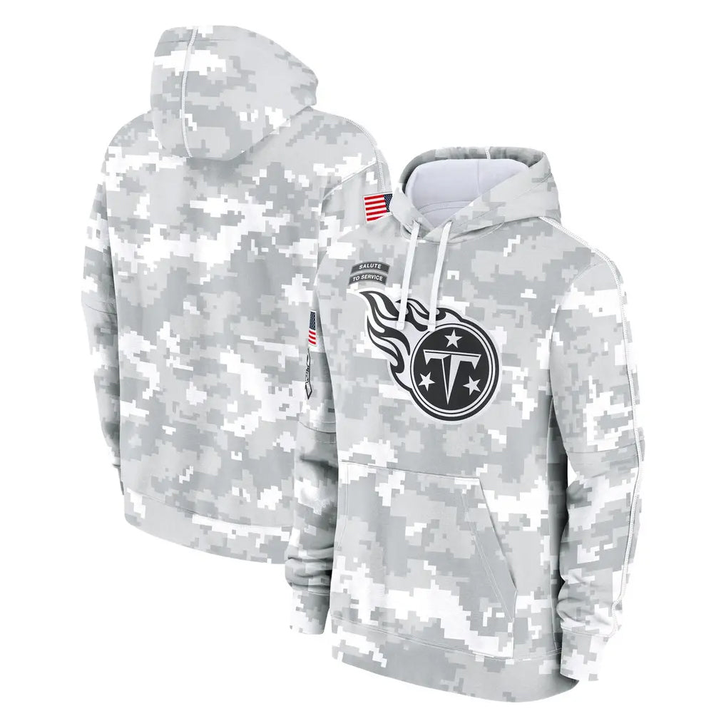 Tlead T.Titans Camo Arctic Salute to Service Pullover Hoodies Home Game Blank Player Stitched Jerseys