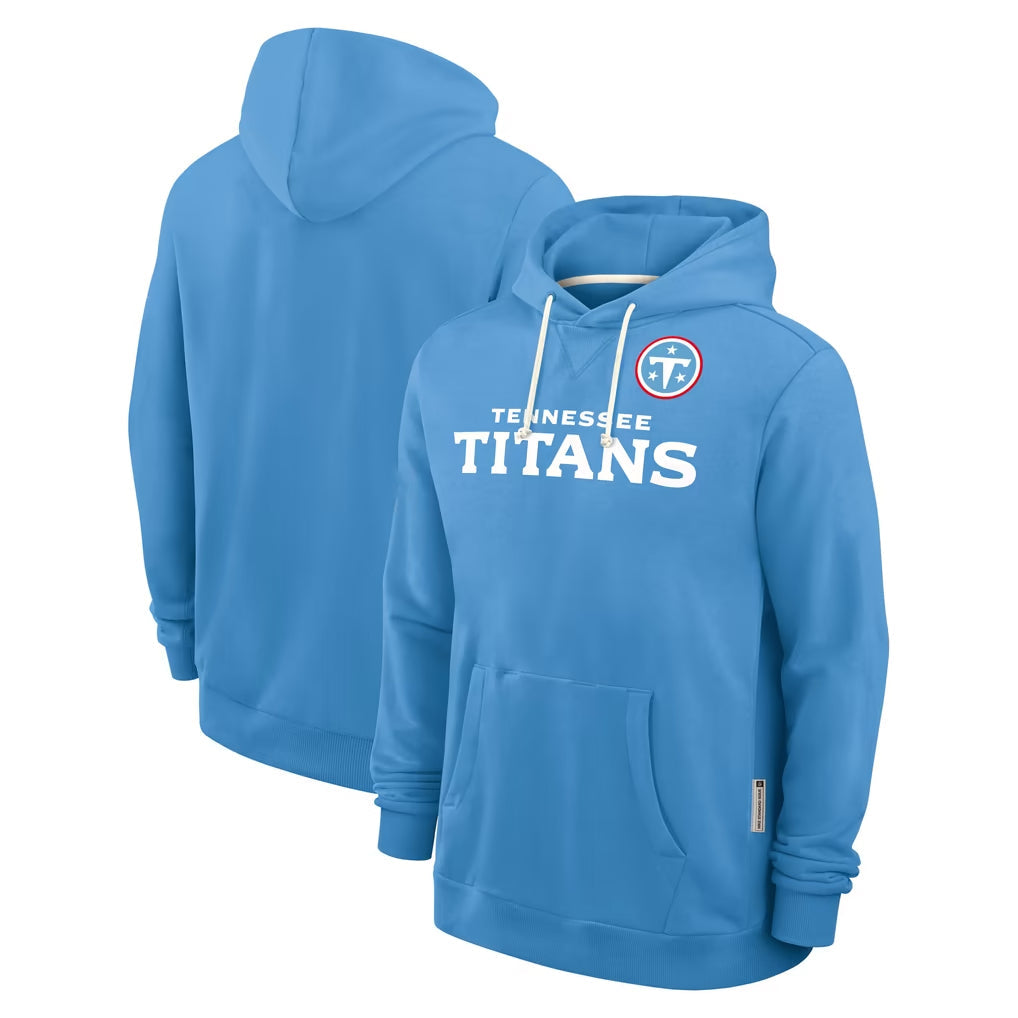 Tlead T.Titans Light Blue LOGO Pullover Hoodies Home Game Blank Player Stitched Jerseys