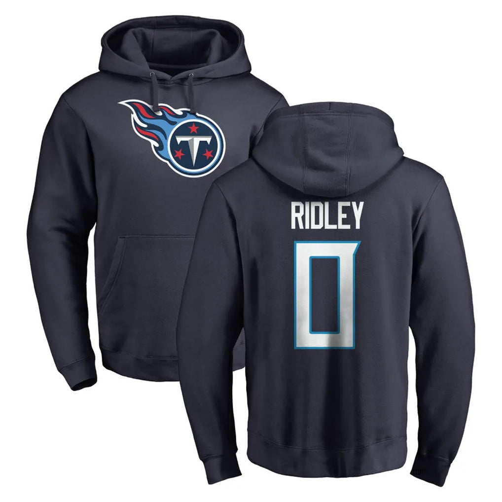 Tlead T.Titans #0 Calvin Ridley Player Navy Logo Pullover Hoodies Home Game Stitched Jerseys