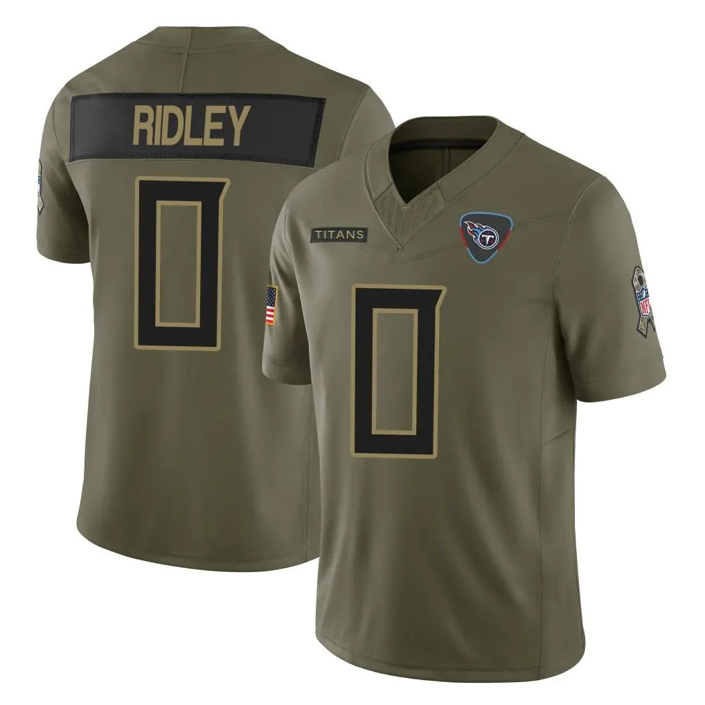 Tlead T.Titans #0 Calvin Ridley Player Olive Limited 2025 Salute to Service Home Game Stitched Jerseys