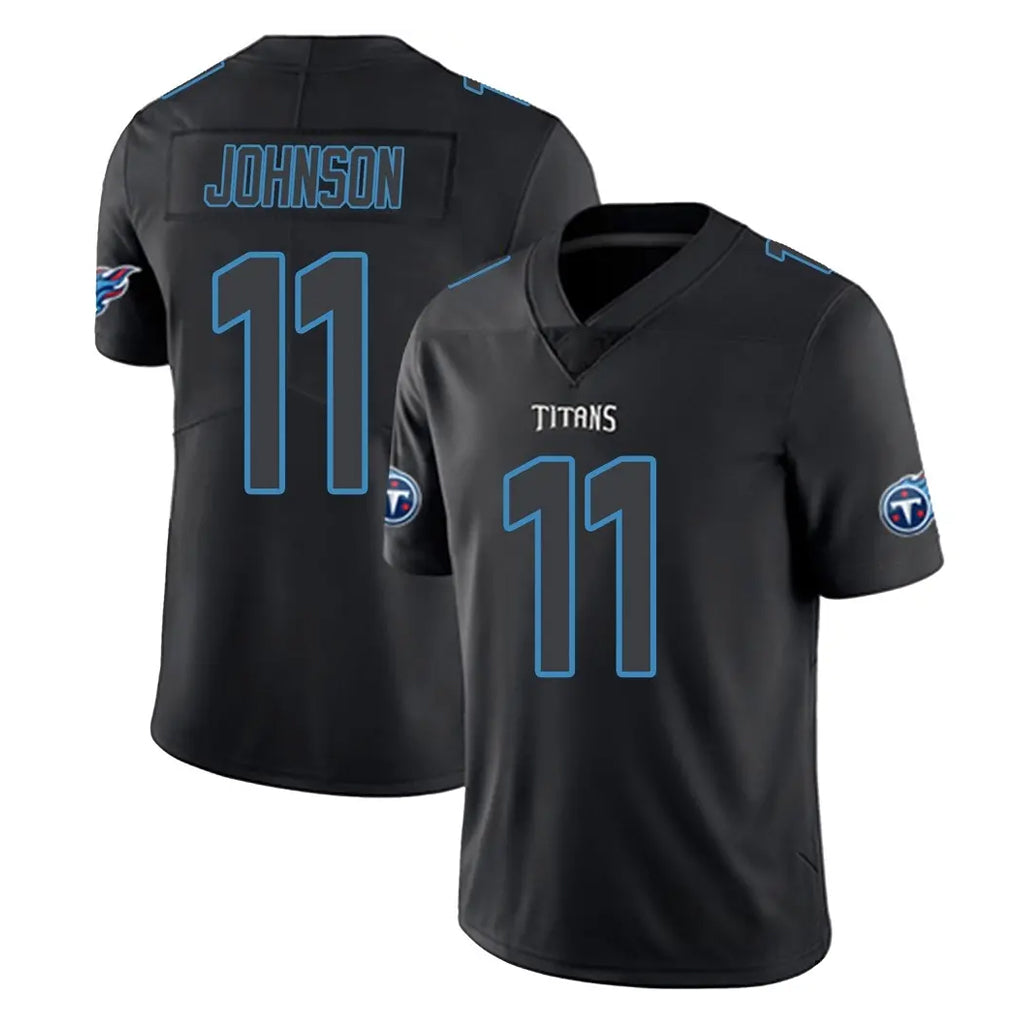 Tlead T.Titans #11 Jermaine Johnson II Player Black Impact Limited Home Game Stitched Jerseys