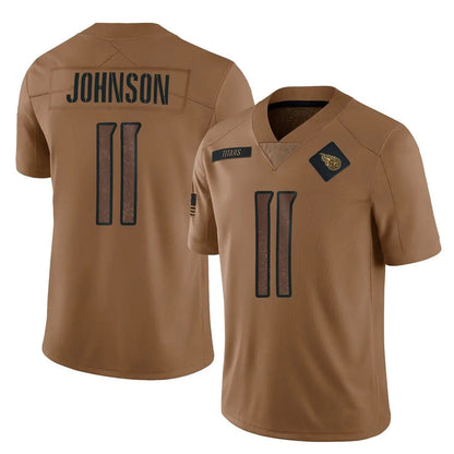 Tlead T.Titans #11 Jermaine Johnson II Player Brown Limited Salute to Service Home Game Stitched Jerseys