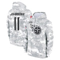 Tlead T.Titans #11 Jermaine Johnson II Player Camo Arctic Salute to Service Pullover Hoodies Home Game Stitched Jerseys