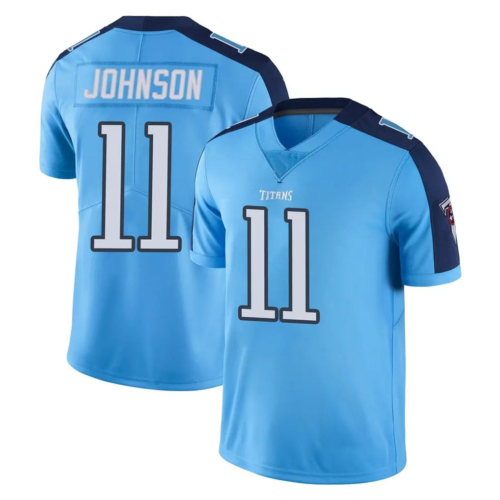 Tlead T.Titans #11 Jermaine Johnson II Player Light Blue Limited Color Rush Home Game Stitched Jerseys