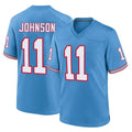 Tlead T.Titans #11 Jermaine Johnson II Player Light Blue Oilers Throwback Home Game Stitched Jerseys