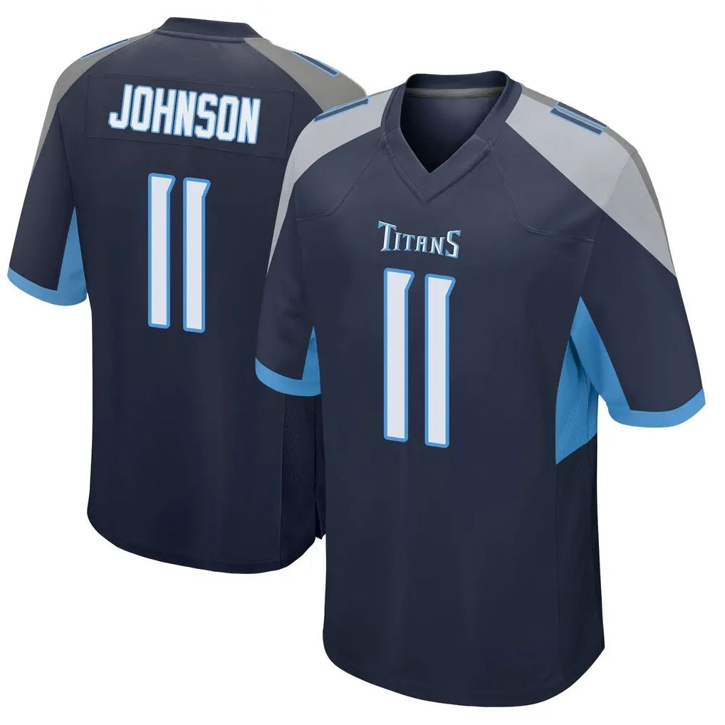 Tlead T.Titans #11 Jermaine Johnson II Player Navy Home Game Stitched Jerseys