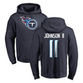 Tlead T.Titans #11 Jermaine Johnson II Player Navy Logo Pullover Hoodies Home Game Stitched Jerseys