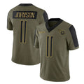 Tlead T.Titans #11 Jermaine Johnson II Player Olive Salute to Service Limited Home Game Stitched Jerseys