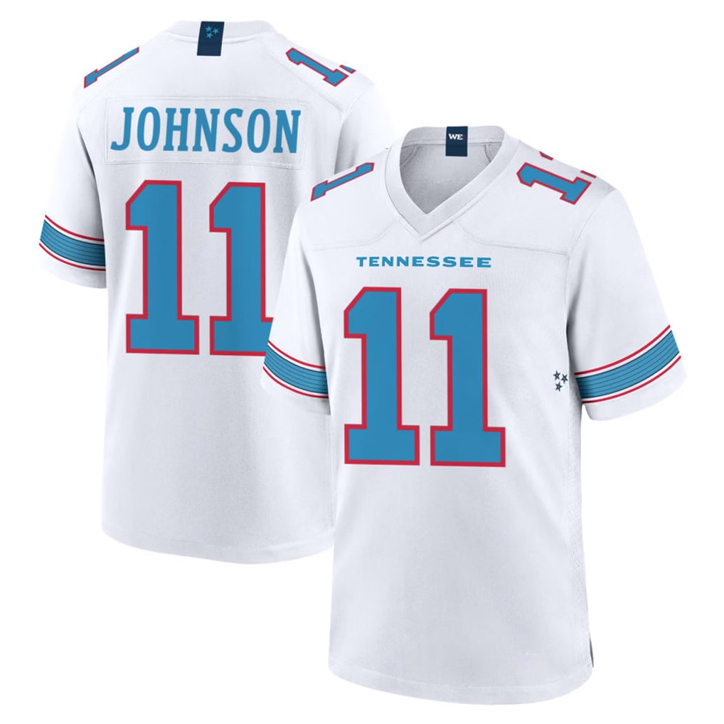 Tlead T.Titans #11 Jermaine Johnson II Player White 2026 Game Home Stitched Jerseys