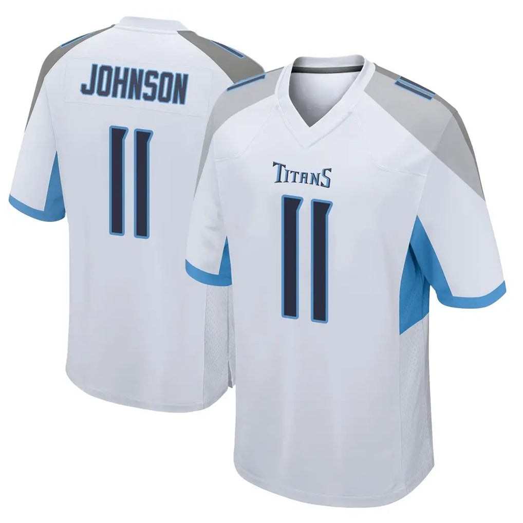 Tlead T.Titans #11 Jermaine Johnson II Player White Home Game Stitched Jerseys