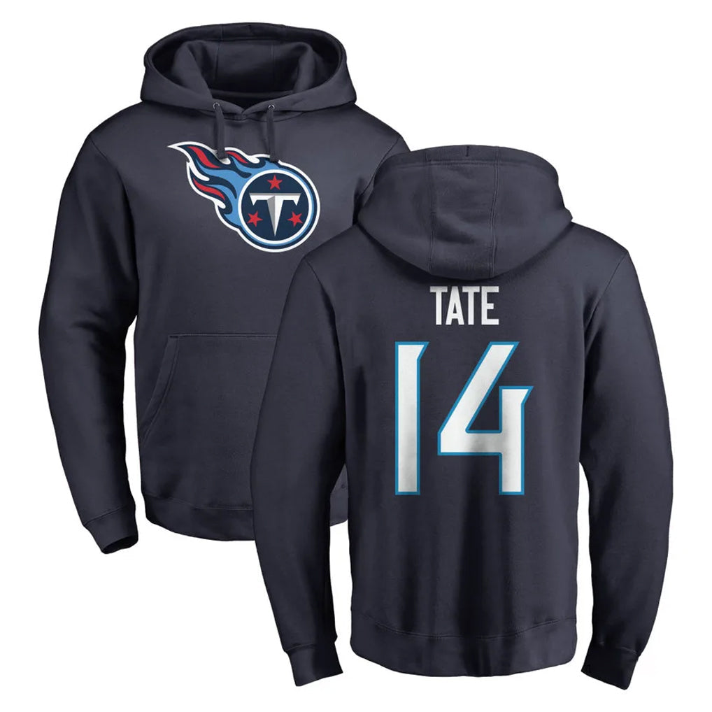 Tlead T.Titans #14 Carnell Tate Player Navy Logo Pullover Hoodies Home Game Stitched Jerseys