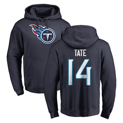 Tlead T.Titans #14 Carnell Tate Player Navy Logo Pullover Hoodies Home Game Stitched Jerseys