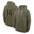 Tlead T.Titans #14 Carnell Tate Player Olive Salute to Service Hoodies Home Game Stitched Jerseys