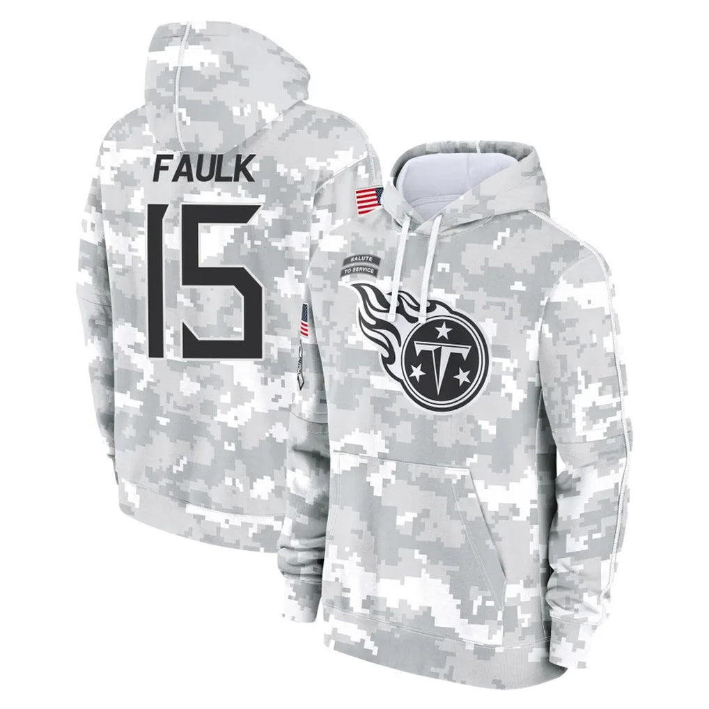 Tlead T.Titans #15 Keldric Faulk Player Camo Arctic Salute to Service Pullover Hoodies Home Game Stitched Jerseys