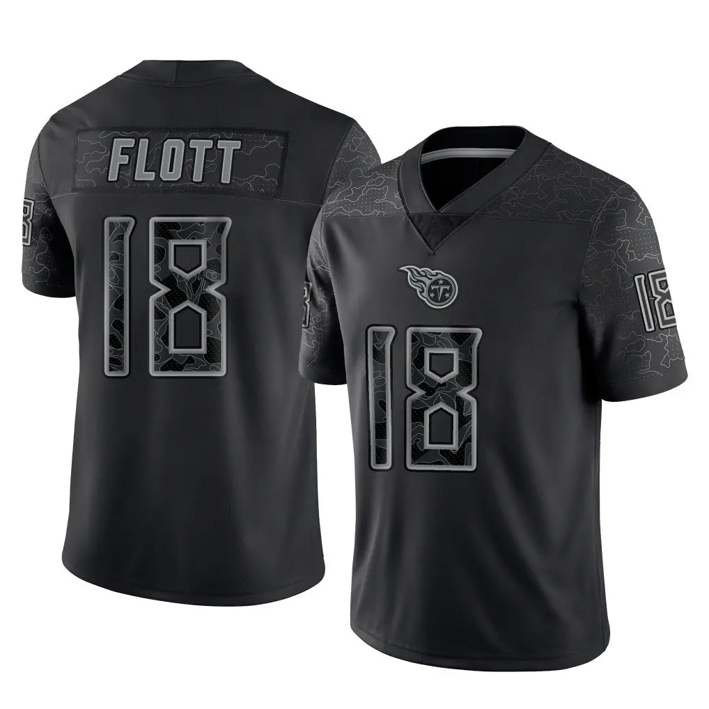 Tlead T.Titans #18 Cor'Dale Flott Player Black Limited Reflective Home Game Stitched Jerseys