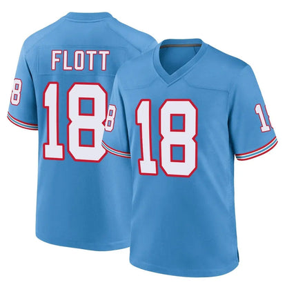 Tlead T.Titans #18 Cor'Dale Flott Player Light Blue Oilers Throwback Home Game Stitched Jerseys