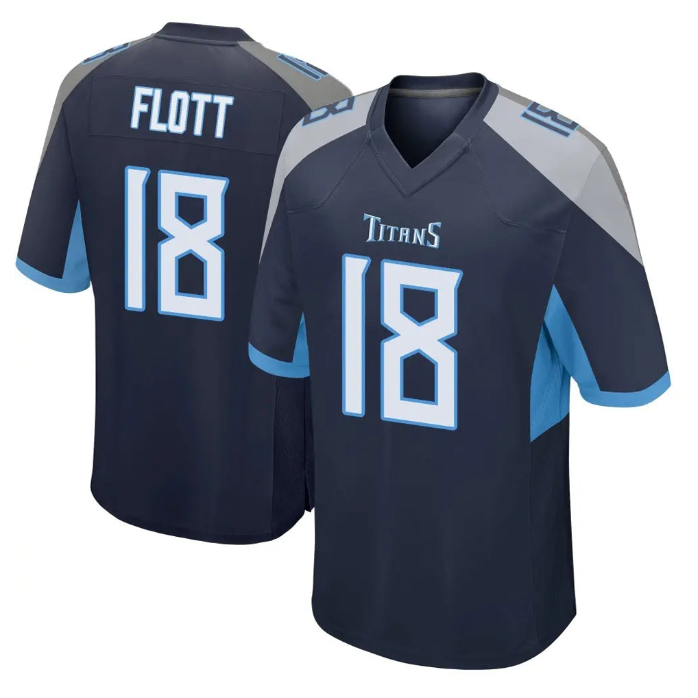 Tlead T.Titans #18 Cor'Dale Flott Player Navy Home Game Stitched Jerseys