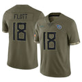 Tlead T.Titans #18 Cor'Dale Flott Player Olive Limited Salute to Service Home Game Stitched Jerseys