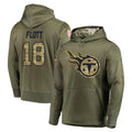 Tlead T.Titans #18 Cor'Dale Flott Player Olive Salute to Service Pullover Hoodies Home Game Stitched Jerseys