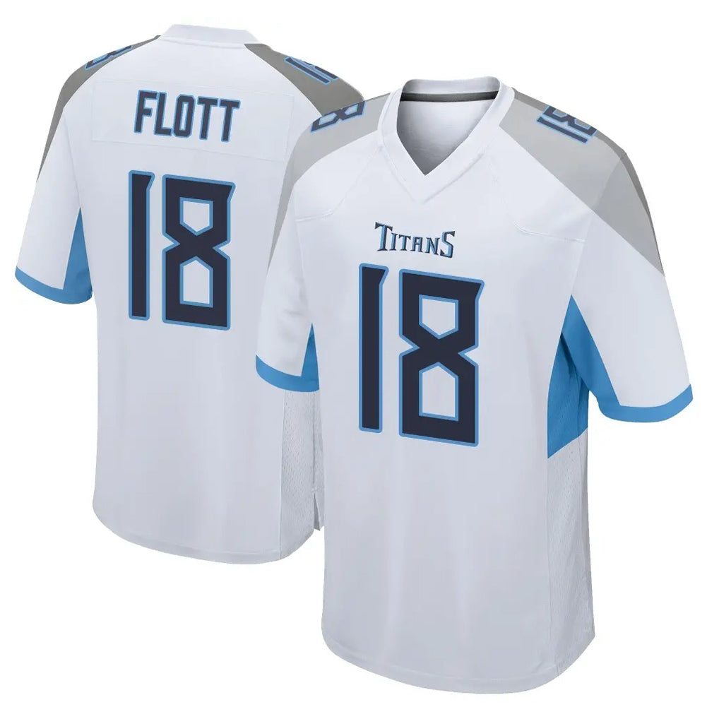 Tlead T.Titans #18 Cor'Dale Flott Player White Home Game Stitched Jerseys