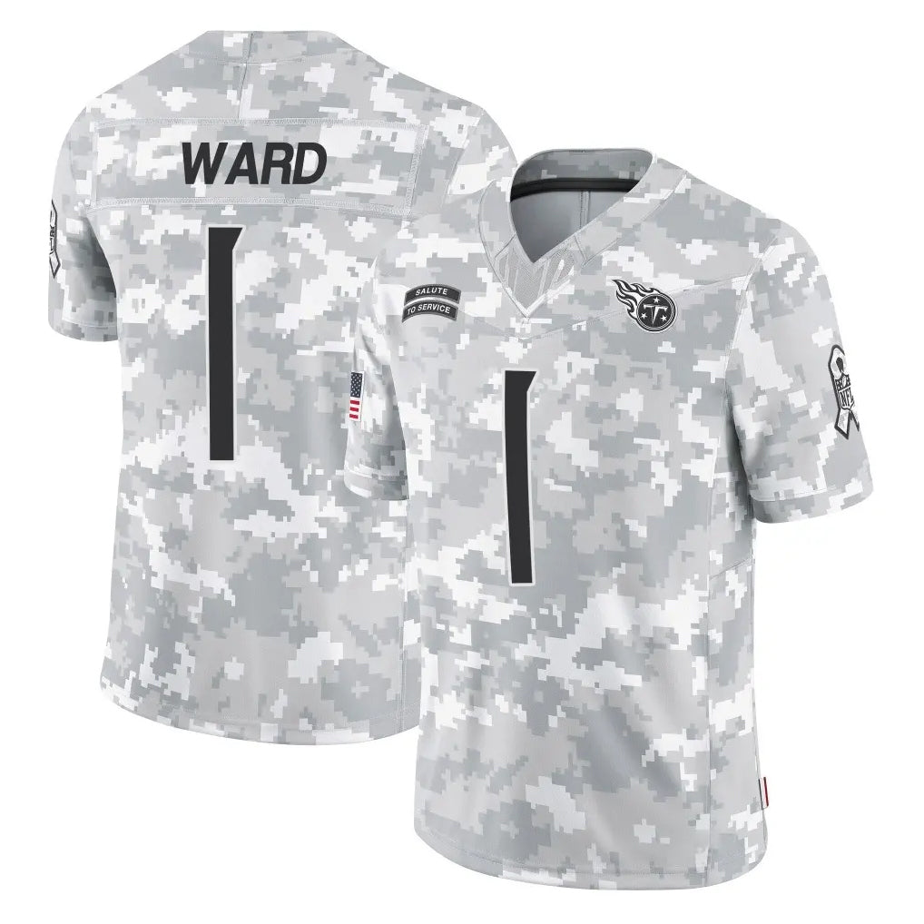 Tlead T.Titans #1 Cameron Ward Player Arctic Camo Limited Salute to Service Home Game Stitched Jerseys