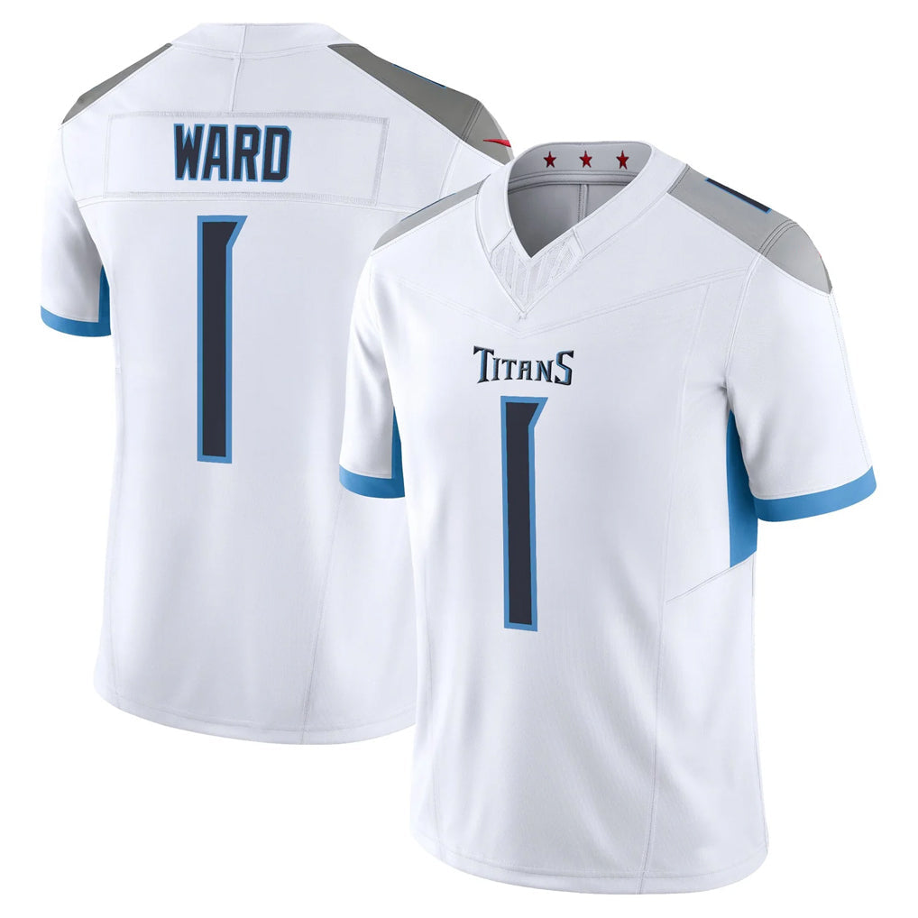 Tlead T.Titans #1 Cameron Ward Player White 2025 Vapor Limited Home Game Stitched Jerseys