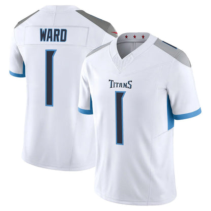 Tlead T.Titans #1 Cameron Ward Player White 2025 Vapor Limited Home Game Stitched Jerseys