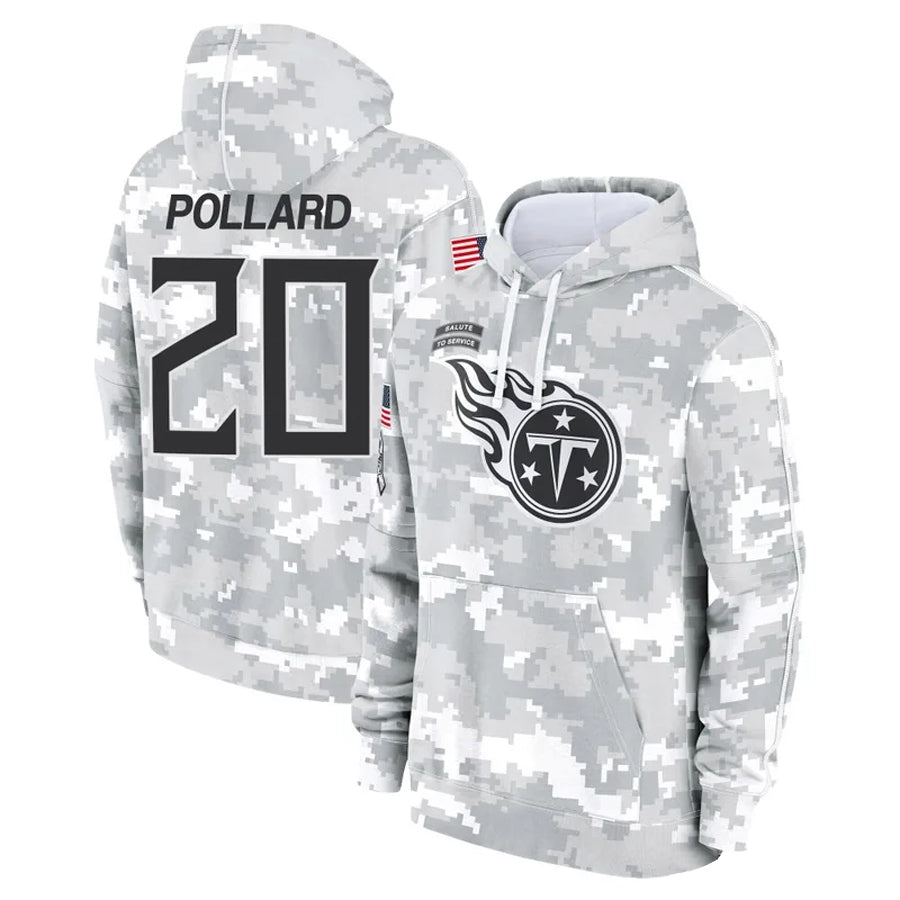 Tlead T.Titans #20 Tony Pollard Player Arctic Camo Salute To Service Hoodies Game Stitched Jerseys
