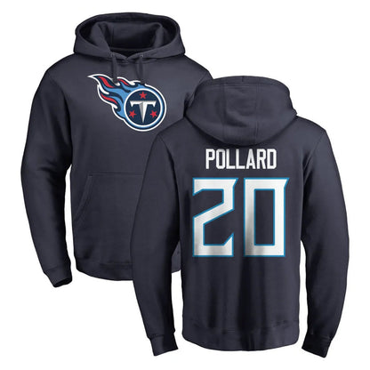 Tlead T.Titans #20 Tony Pollard Player Navy Logo Pullover Hoodies Home Game Stitched Jerseys