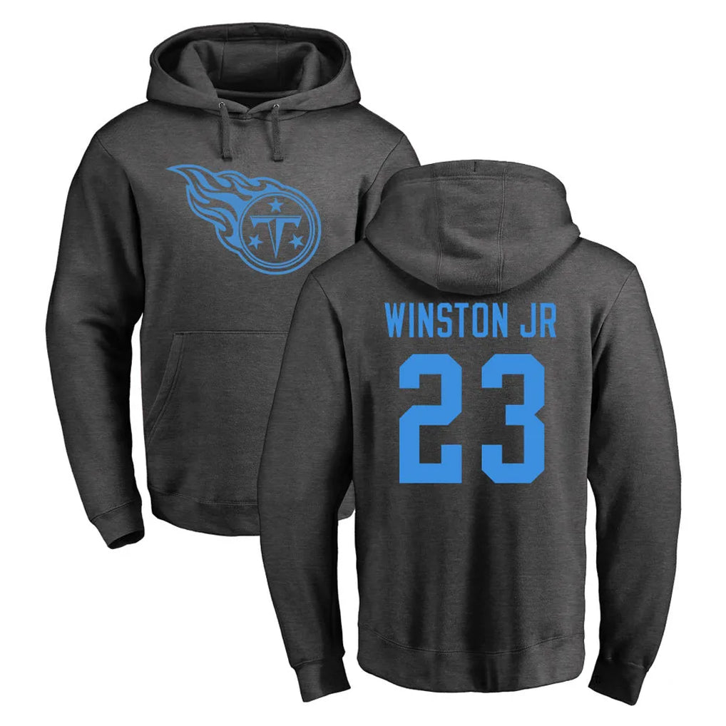 Tlead T.Titans #23 Kevin Winston Jr. Player Ash One Color Pullover Hoodies Home Game Stitched Jerseys