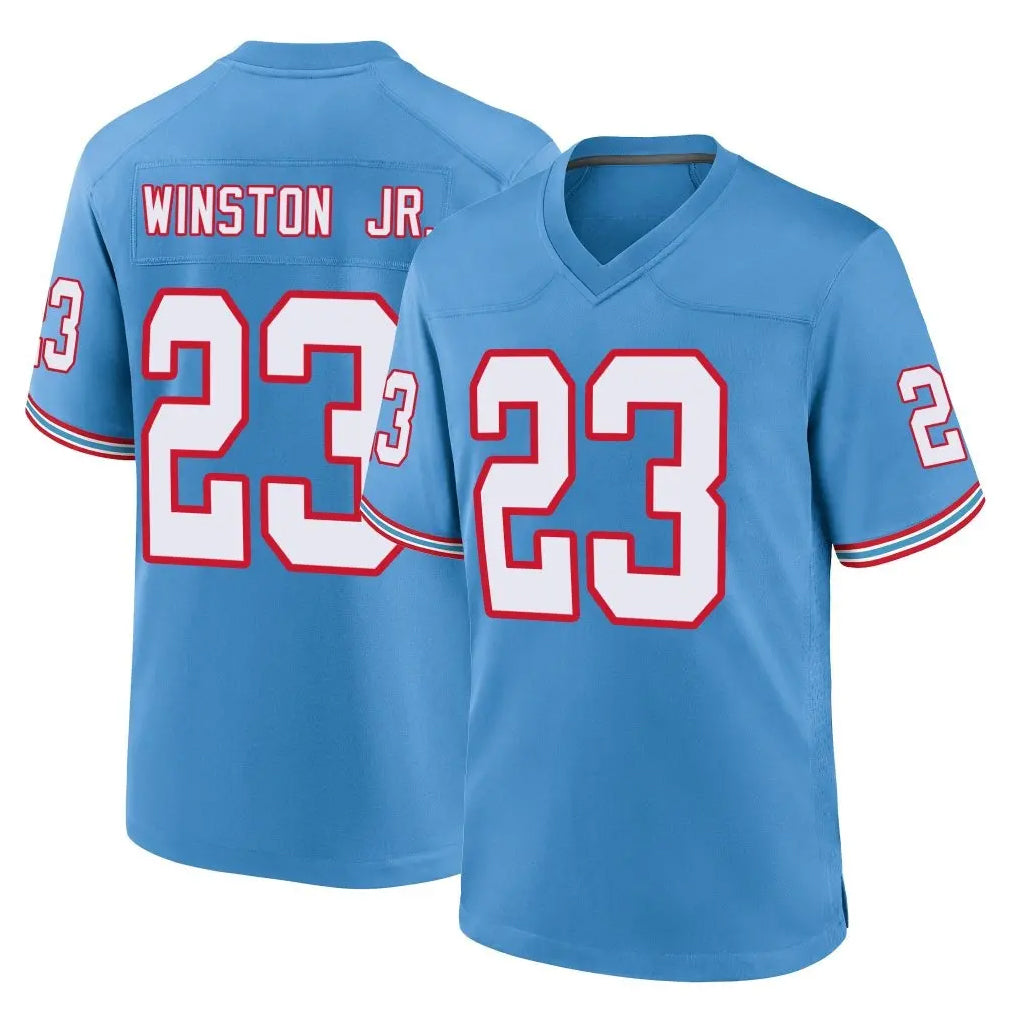 Tlead T.Titans #23 Kevin Winston Jr. Player Light Blue Oilers Throwback Home Game Stitched Jerseys
