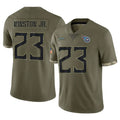 Tlead T.Titans #23 Kevin Winston Jr. Player Olive Limited Salute to Service Home Game Stitched Jerseys