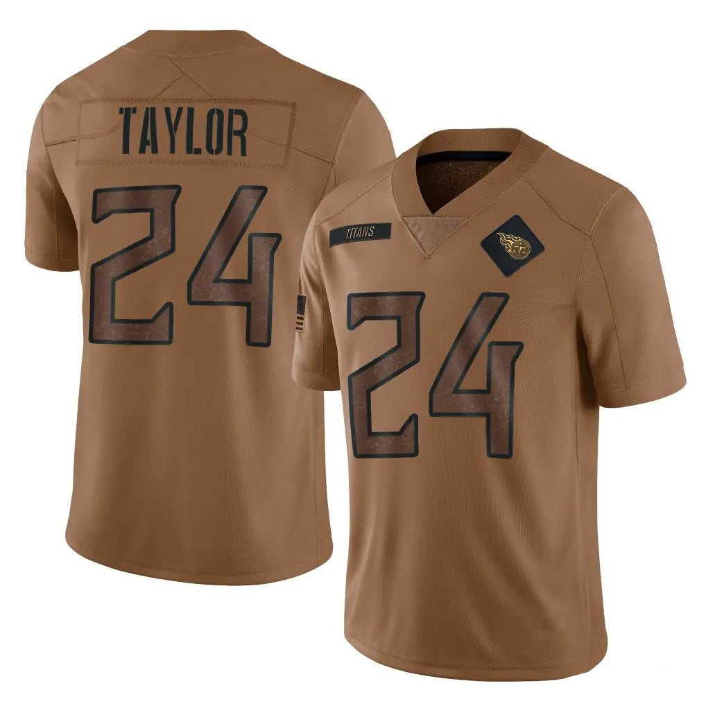 Tlead T.Titans #24 Alontae Taylor Player Brown Limited Salute to Service Home Game Stitched Jerseys