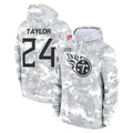 Tlead T.Titans #24 Alontae Taylor Player Camo Arctic Salute to Service Pullover Hoodies Home Game Stitched Jerseys